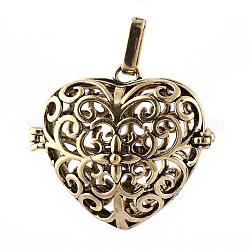 Подвески из латуни, для ожерелья, полые сердца, античная бронза, 30x34x18 мм, отверстие : 3.5x7 мм, внутренней меры: 22x25 мм