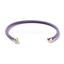 Fabrication de bracelet manchette en acier inoxydable, avec accessoire en laiton de ton doré, pour la moitié de perles percées, support violet, diamètre intérieur: 1-3/4x2-3/8 pouce (4.6x6 cm), pin: 1 mm