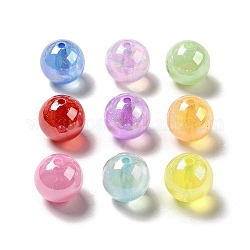 Acrylic Beads, AB Color Plated, Raound, Mixed Color, 19.5mm, Hole: 3mm, about 109pcs/500g