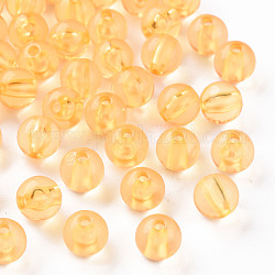 Perles en acrylique transparente, ronde, or, 8x7mm, Trou: 2mm, environ 1745 pcs/500 g
