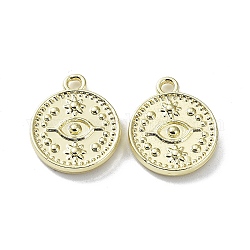 Rack Plating Alloy Pendants, Flat Round with Eye, Golden, 18x15x2mm, Hole: 1.8mm
