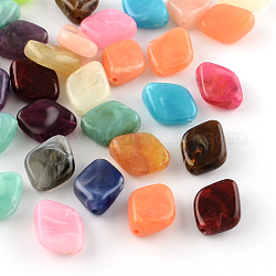 Los abalorios de acrílico piedras preciosas de imitación rombo, color mezclado, 20~21x16x8.5mm, agujero: 2 mm, aproximamente 310 unidades / 500 g