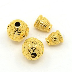 3-Hole Vacuum Plating Buddhist Brass Finding Beads, T-Drilled Beads, Calabash, Golden, 11mm, Hole: 3mm, Calabash: 8x7x7mm, Hole: 2.5mm