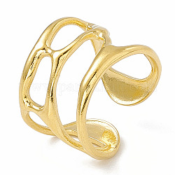 Placcatura ionica (ip) 304 anello per polsino aperto largo in acciaio inossidabile da donna, vero placcato oro 18k, diametro interno: 17.2mm