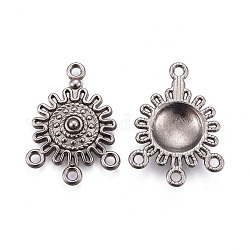 Tibetan Style Alloy Chandelier Components Links, Flat Round, Lead Free and Cadmium Free, Gunmetal, 27x18x3.5mm, Hole: 1.5mm