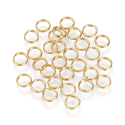 304 anelli portachiavi in ​​acciaio inox, anelli di salto a doppio anello, oro, 5x1.4mm, circa  3.6mm diametro interno