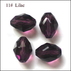 Имитация австрийских кристаллов, класс AAA, граненые, овальные, фиолетовые, 8x6 мм, отверстие : 0.7~0.9 мм