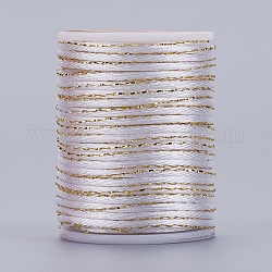 Полиэфирного корда, с золотым металлическим шнуром, китайский вязать шнур, белые, 1.5 мм, около 4.37 ярда (4 м) / рулон