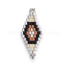 Liens de perles de rocaille japonaises miyuki & toho, motif de tissage, losange, colorées, 31.4~33x12.7~13.4x1.6~1.7mm, Trou: 1~1.4mm