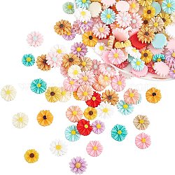 Arricraft environ 150 pcs cabochons de fleurs en résine de couleur mélangée, breloques daisy dos plat, Slime breloques pour téléphone cas en épingle à cheveux scrapbooking fabrication de bijoux (11mm, 13mm, 14 mm)