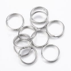 304 anelli portachiavi in ​​acciaio inox, anelli di salto a doppio anello, colore acciaio inossidabile, 14x2mm, diametro interno: 12mm