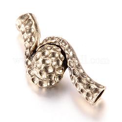 Alloy Magnetic Clasps with Glue-in Ends, Antique Bronze, 50x22~23x10~11.5mm, Hole: 5mm