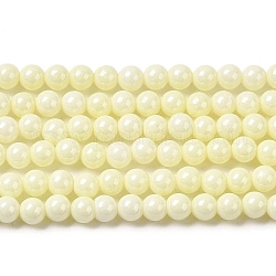 Perlenstränge aus kubischen Zirkonia-Imitationsperlen, Runde, hellgelb, 4 mm, Bohrung: 0.7 mm, ca. 94 Stk. / Strang, 14.69'' (37.3 cm)