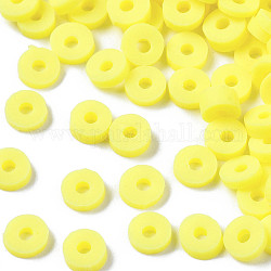 Umweltfreundliche handgemachte Fimo-Perlen, Disc / Flachrund, heishi Perlen, Gelb, 4x1 mm, Bohrung: 1 mm, ca. 55000 Stk. / 1000 g
