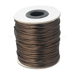 Corde de satin de rotail de nylon, chaîne de perles, pour le nouage chinois, fabrication de bijoux, brun coco, 2mm, environ 50yards/rouleau (150pied/rouleau)