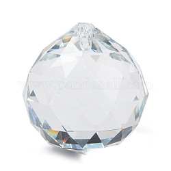 Transparent Glass Pendants, Faceted, Teardrop, for Chandelier Crystal Hanging Pendants, Clear, 45x42.5mm, Hole: 1.4mm