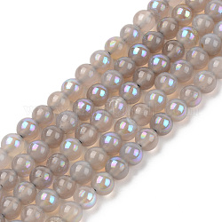 Cordones de perlas de labradorita natural electrochapada, redondo, 6mm, agujero: 1 mm, aproximamente 61 pcs / cadena, 14.17 pulgada (36 cm)