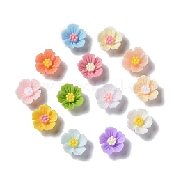 Непрозрачные кабошоны из смолы, цветок, разноцветные, 14.5x15x6 мм