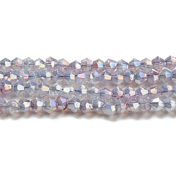 Cuisson des brins de perles de verre transparentes peintes, imitation opalite, couleur ab , facette, Toupie, gris clair, 3x2.5mm, Trou: 0.8mm, Environ 168~172 pcs/chapelet, 16.30~17.01 pouce (41.4~43.2 cm)