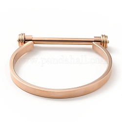 304 brazalete de tornillo de barra en forma de D de acero inoxidable, brazalete de herradura grillete para hombres mujeres, oro rosa, diámetro interior: 2-1/8x2-1/2 pulgada (5.5x6.2 cm)