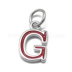 925 Sterling Silber Charme, mit Emaille, Buchstabe, Platin Farbe, braun, letter.g, 10x6x0.8 mm, Bohrung: 3 mm