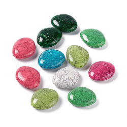 Crackle undurchsichtigen Acryl Perlen, Nachahmung türkis, Oval, Mischfarbe, 29.5x24.5x9.5 mm, Bohrung: 2 mm, ca. 106 Stk. / 500 g