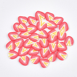 Décoration d'art d'ongle en argile polymère manuel, cabochons de soin des ongles de mode, fraise, colorées, 10~11x10~11x1~2mm