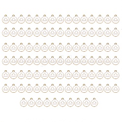 Alloy Enamel Pendants, Flat Round with Constellation, Light Gold, White, Libra, 15x12x2mm, Hole: 1.5mm, 100pcs/Box