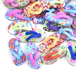 Cabujones de arcilla polimérica hechos a mano, zapatilla, color mezclado, 26~28x12~13x8~9mm