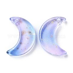 Perline di vetro trasparenti con vernice da forno, luna, top forato, lilla, 15.5x13x3.5mm, Foro: 1.2 mm