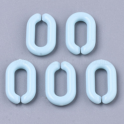 Opake Acryl Verknüpfung Ringe, Quick-Link-Anschlüsse, für die Herstellung von Schmuckkabeln, Oval, Licht Himmel blau, 15x9x3 mm, Innendurchmesser: 3.5x9 mm, ca. 2170 Stk. / 500 g