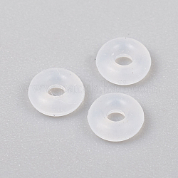 Gummi-O-Ringe, Donut Abstandsperlen, passen europäische Clip-Stopperperlen, Transparent, 3.5x1.5 mm, 1.2 mm Innen Durchmesser