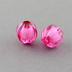 Transparent Acrylic Beads, Bead in Bead, Pumpkin, Deep Pink, 14mm, Hole: 4mm, about 390pc/500g