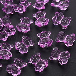 Transparente Acryl Perlen, oben gebohrte Perlen, Bär, Violett, 18.5x15.5x11 mm, ca. 320 Stk. / 500 g