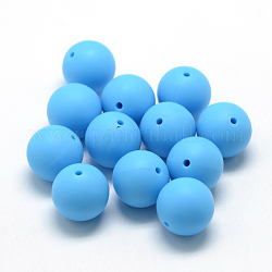 Пищевые экологически чистые силиконовые фокусные шарики, круглые, глубокое синее небо, 18~20 мм, отверстие : 2 мм