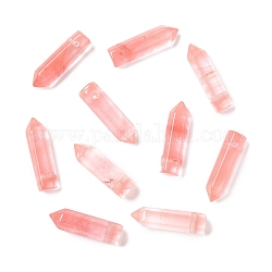 Wassermelonenstein Glas spitzen Anhänger, facettiert, Kugel, 30~33x8~9 mm, Bohrung: 1.4~1.6 mm