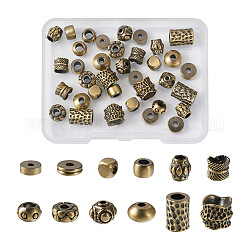 Kissitty 48 pièces 12 perles en laiton de style tibétain, formes mixtes, bronze antique brossé, 5~9.5x5~9.5mm, Trou: 2~5mm, 1.4~3.8 pièces / style