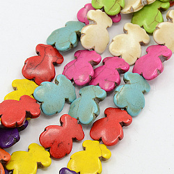 Natural Howlite Beads Strands, Dyed, Bear, Mixed Color, 18x14x5mm, Hole: 1mm, about 23pcs/strand, 15.35inch