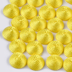 Cabochons en tissu de fil de polyester, recouvert de plastique abs, demi-rond / dôme, jaune, 12x6mm