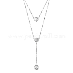 Многоуровневые ожерелья shegrace 925 из стерлингового серебра, с классом ааа кубического циркония и кабельными цепями, платина, 16.54 дюйм (42 см)