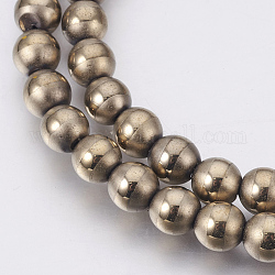 Chapelets de perles en hématite synthétique sans magnétiques, polie, mat, ronde, antique bronze plaqué, 6mm, Trou: 1mm, Environ 70 pcs/chapelet, 16.1 pouce (41 cm)