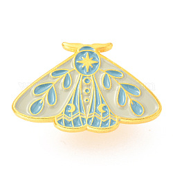 Alloy Enamel Brooches, Enamel Pin, with Butterfly Clutches, Butterfly, Golden, Sky Blue, 18x27.5x9.5mm