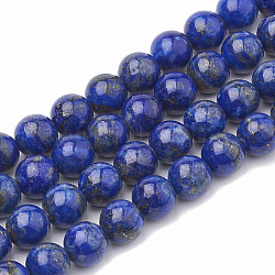 Chapelets de perles en lapis-lazuli naturel, ronde, 6~7mm, Trou: 1mm, Environ 60~67 pcs/chapelet, 15.7 pouce