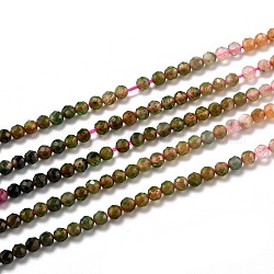 Natural Tourmaline Beads Strands, Gradient Color, Faceted, Round, 3mm, Hole: 0.7mm,about 170pcs/strand, 15.55 inch(39.5cm)