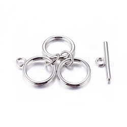 Brass Toggle Clasps, Platinum, Ring: 55x15mm, hole: 2mm, Bar:21x7mm, hole: 2mm.