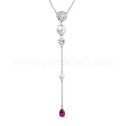 Каскадные ожерелья из стерлингового серебра с цирконом и розой Tinysand Rose 925, с оболочкой жемчуг, серебряные, 18.09 дюйм