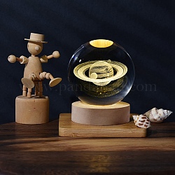 Glass Crystal Ball, with Base Stand Holder, Planet, 50~60mm