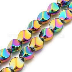 Hebras de bolas de vidrio electrochapadas completamente chapadas, polígono facetas, colorido, 7.5x6x6.8mm, agujero: 1 mm, aproximamente 90 pcs / cadena, 26.85 pulgada (68.2 cm)
