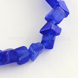 Cat Eye Glass Bead Strands, Chip, Medium Blue, 3~6x3~5x2~4mm, Hole: 1mm, about 512pcs/strand, 32.6 inch