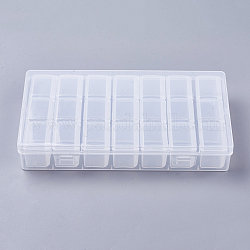 ポリプロピレンプラスチックビーズ容器  フリップトップビーズ収納  取り外し可能な  21のコンパートメント  長方形  透明  20x11x3.6cm  3つの区画：約10.15x2.6x3.1cm  21つのコンパートメント/ボックス